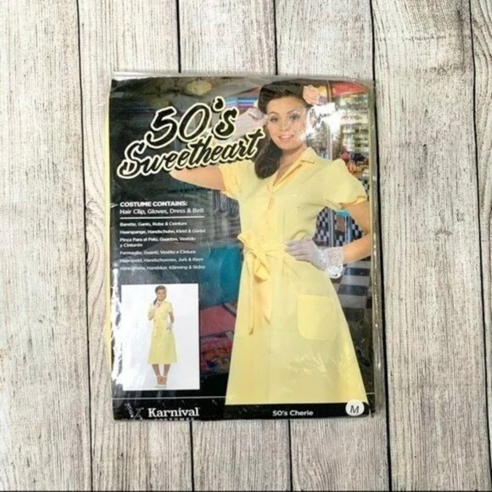 Karnival Costumes 50s Sweetheart Costume Hair Clip Gloves Dress Belt Size Medium